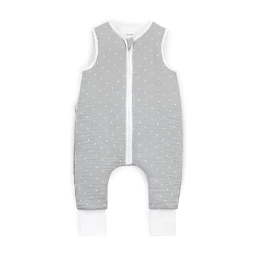 Ehrenkind® Musselin Schlafsack mit Füßen 2.5 TOG – Grau mit Punkten, 80 cm aus 100% Bio-Baumwolle - Babyschlafsäcke aus 100% Bio-Baumwolle, Oeko Tex zertifiziert für empfindliche Haut. Mit innovativem Fußdesign für Bewegungsfreiheit und optimalem Schlafklima bei 2.5 TOG.