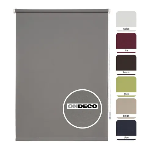Ondeco Tageslichtrollo Win ohne Bohren - Lichtdurchlässig und Blickdicht, Grau, 90x210 cm - Weitere Heimtextilien: Flexibles Rollo ohne Bohren, idealer Sicht- und Sonnenschutz in modernem Design.