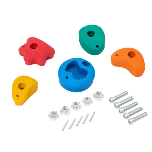 TRIBECCO Klettersteine 5er-Set mit Befestigung – Polyresin Griffe für Indoor & Outdoor (Mix)