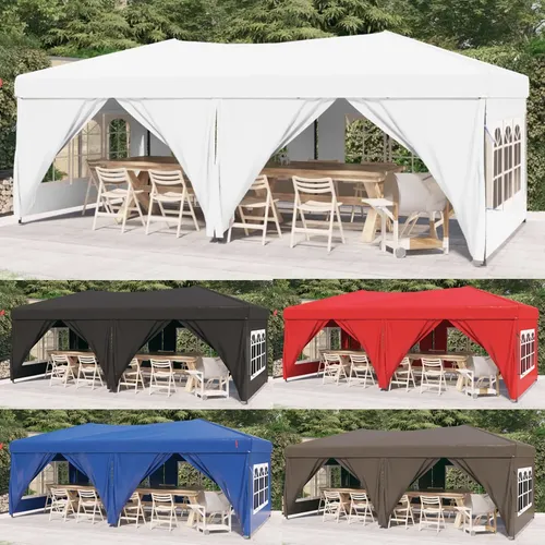 Faltbares Partyzelt 2-5.8m mit Seitenwänden - Pavillon aus robustem 210D Oxford-Gewebe mit silberner Beschichtung, ideal für Gartenfeste und Sonnenschutz. Maße: 580 x 292 x 245 cm, stabiler Stahlrahmen.