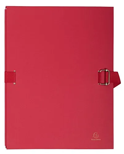 Exacompta 725E Dokumentenmappe 10er Pack - Farbige Dateiordner in rot und schwarz, mit dehnbarem Faltenrücken und Schnallenverschluss für sicheren Halt. Ideal für DIN A4 Unterlagen, 10 Stück im praktischen Set.