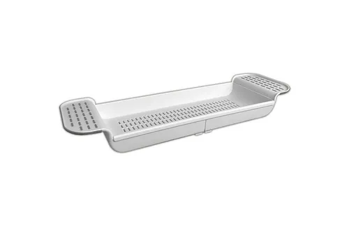 HAC24 Badewannenablage Wannenablage Badewannenbrett Badewannenauflage Badewannentablett, Weiß Kunststoff Ausziehbar von 55 bis 78,4 cm