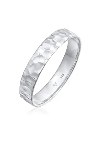 Kuzzoi Herrenring aus 925 Sterling Silber, Handgefertigter Bandring 4 mm - Eleganter Bandring für Herren aus massivem 925 Sterling Silber mit gehämmertem Finish. Perfekt als Ehering oder für besondere Anlässe, in verschiedenen Größen erhältlich.