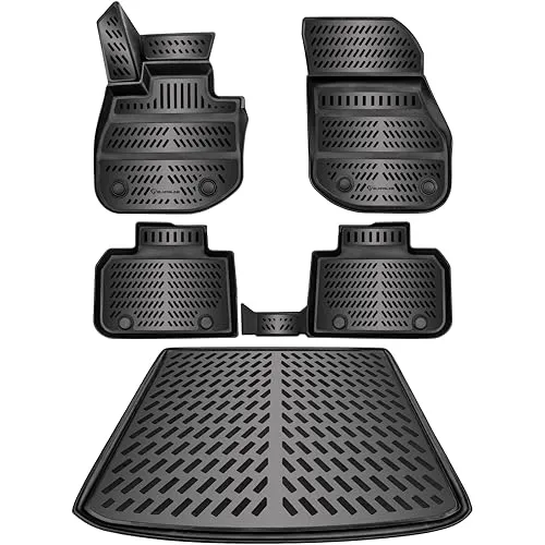 Produktbild ELMASLINE 3D Gummimatten & Kofferraumwanne Set für BMW IX1 2022-2025 (U11 BEV) Zubehör | Zubehör Fußmatten Kofferraum | PASST NUR IN Elektro-Version!