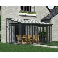 Palram Canopia Terrassendach Sanremo 400x425 cm - Markisen für ganzjährigen Gebrauch, extrem stabil mit 150 kg/m² Schneelast, witterungsbeständig und wartungsfrei, inklusive Regenrinne und Belüftungsoptionen.