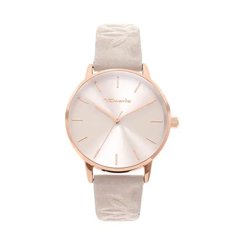 Tamaris Damen Analog Quarz Uhr TT-0204-LQ - Armbanduhren für Damen mit elegantem Metallgehäuse in roségold, kratzunempfindlichem Mineralglas und hochwertigem Echtlederband für stilvolles Tragen.