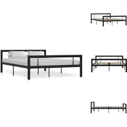 vidaXL Bettgestell Schwarz und Weiß Metall 120x200 cm von vidaXL