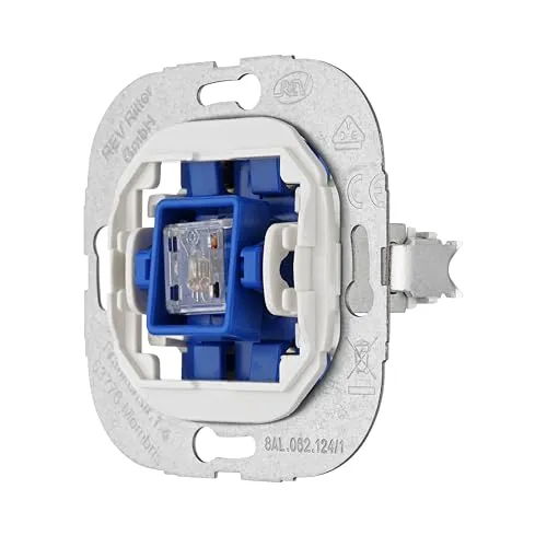 REV REV TECHNIK, Taster - Lichtschalter, beleuchtet, 250VAC, 10A, 100W, Unterputz, blau