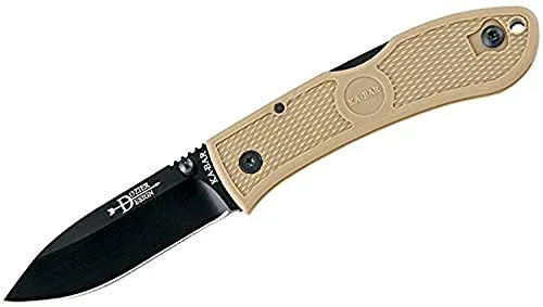 KABAR Dozier Folding Hunter, Coyote Brown Handle, Black Blade, Pl.