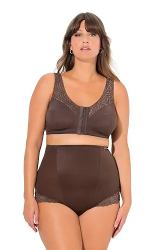 Ulla Popken Women's Entlastungs-BH Kelly, Dunkelbraun, C-D - Klassische BHs für Damen, ohne Bügel und mit praktischem Vorderverschluss für optimalen Halt und bequemen Tragekomfort, ideal für große Größen.