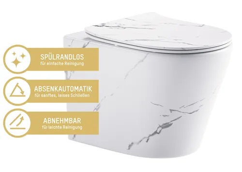 Wand-WC Set Nakia Tiefspüler ohne Spülrand kurz von sanicomfort