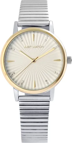 Just Watch Damenuhr Edelstahlarmband - Elegante 3-Zeiger Damenarmbanduhr mit hochwertigem Quarzuhrwerk. Das Edelstahlarmband sorgt für einen sicheren Halt und die funkelnden Simili-Steine setzen stilvolle Akzente. Ideal für jeden Anlass.