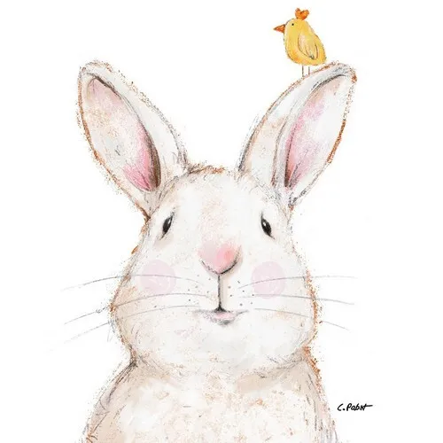 Servietten Rabbit & Friend - Hase mit kleinen Vogel 33x33cm 20