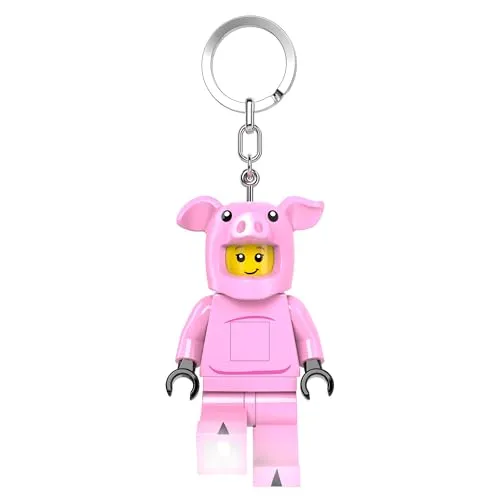 LEGO Piggy Guy LED Schlüsselanhänger – große Minifigur 7,6 cm mit Taschenlampe (KE212H), beweglich, inkl. Batterien – lustiges Geschenk für Kinder und LEGO Fans