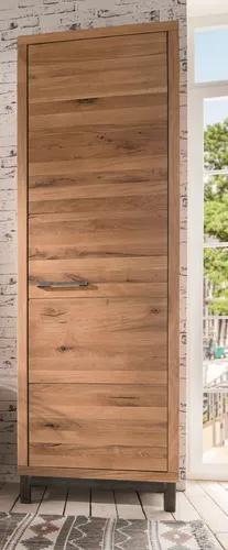 Garderobenschrank 60x200cm aus massiver Wildeiche - Moderner Kleiderschrank aus hochwertigem Massivholz, bietet viel Stauraum und passt perfekt in jeden Raum. Maße: 60x200 cm, Tiefe: 38 cm, Farbe: Natur.