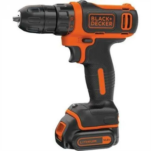 Akku-Bohrschrauber BDCDD12, 10,8Volt schwarz/orange - Akkuschrauber mit 10,8Volt und 1,5Ah Li-Ionen Akku, ideal für präzises Arbeiten und flexible Anwendungen ohne Kabel.