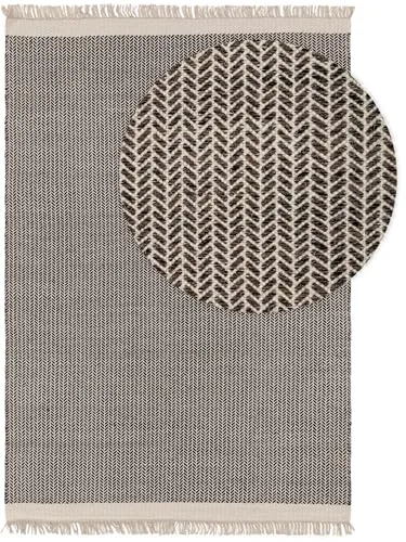 benuta Pure Wollteppich, Schwarz, Rechteckig 80x120 cm von benuta