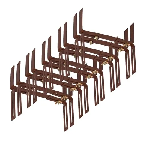 BigDean Blumenkastenhalter H-Form, 10 Stück braun - Aufhängevorrichtung für den Außenbereich mit individueller Justierung und sicherem Halt. Ideal für Blumenkästen bis 16 cm Breite und Mauerbreiten von 12-29,5 cm.