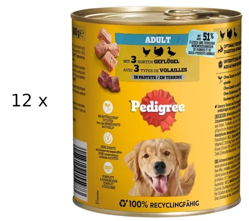 Pedigree Dose Adult 3 Sorten Geflügel 800g von Pedigree