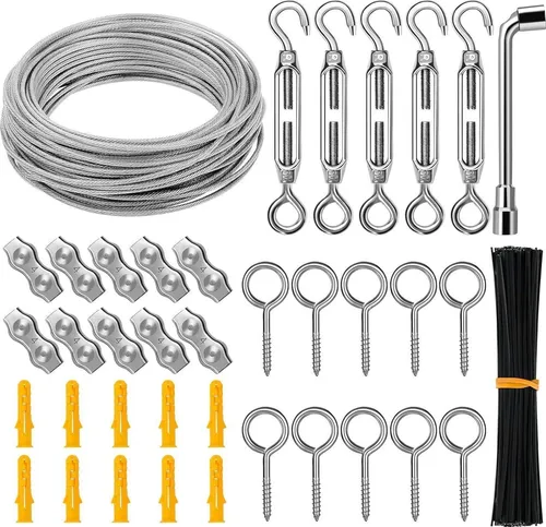 30M 3mm Edelstahl Drahtseil mit Ösen und Kabelschloss - Ortungsgeräte: Hochwertiges 304 Edelstahl Drahtseil mit PVC-Ummantelung für Korrosionsbeständigkeit, ideal als Rankhilfe für Kletterpflanzen und vielseitig einsetzbar.