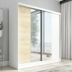 Schwebetürenschrank, 2-türig Schrank mit Spiegel  DUO 200 (Weiß, Schwarz, Somona) - Weiß/Schwarz