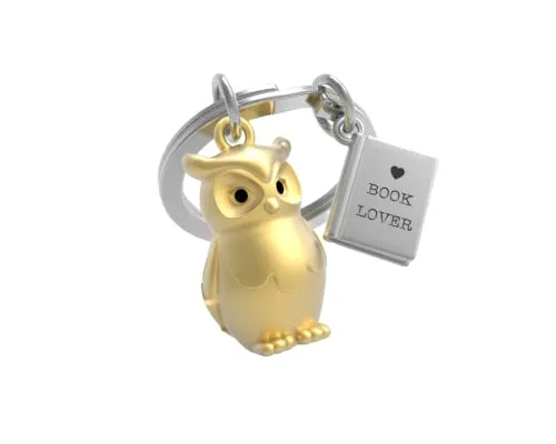 Meta[l]morphose Schlüsselanhänger, Eule, goldfarben, matt, mit Chrombuch