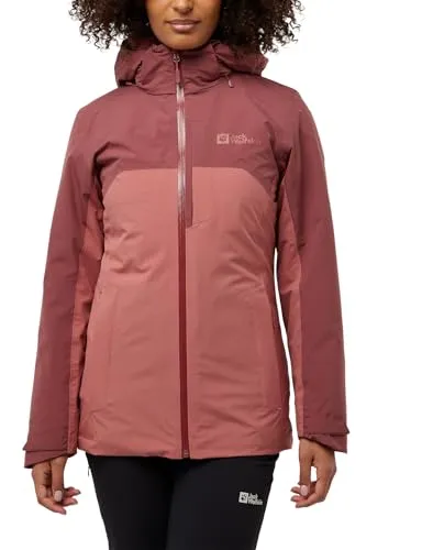 Jack Wolfskin Damen Hunberg 3in1 Jkt W - Mineral Red, XS EU - Funktionsjacke mit 3in1-Funktion, regulärer Schnitt und wasserdichten Reißverschlüssen für optimalen Wetterschutz.