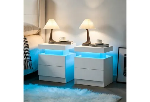 Fine Life Pro Nachttisch LED-Nachttisch-Set (2 Stück) – Stilvolle Beistelltische mit LED-Beleuchtung