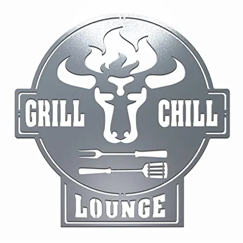 teileplus24 Gartenschild CG01 - BBQ Grill & Chill Lounge - Deko-Objekte: Hochwertiges Metallschild im Edelrost-Design für eine einladende Grill- und Chill-Lounge Atmosphäre.