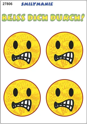 Aufkleber Smily Beiss dich durch! 4er-Set 150 x 105 mm  Sticker Autocollant