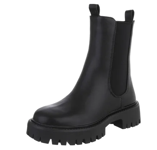 Ital Design Chelsea Boots für Damen, SP320-, Kunstleder in Schwarz, Gr. 36 - Stylische Stiefeletten aus Kunstleder, ideal für Freizeit und Alltag, bequem und elegant für jeden Look.