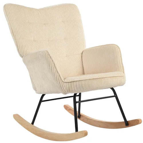 HOMCOM Schaukelstuhl Sessel Relaxsessel - Schaukelstuhl für Wohnzimmer und Schlafzimmer, gepolstert für optimalen Komfort und mit eleganter Kord-Optik, ideal zum Entspannen und Relaxen.