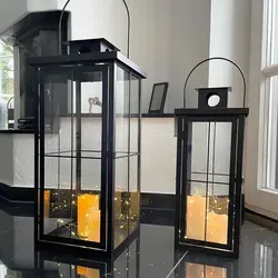 2tlg Metall XXL Laternen Set Schwarz für Garten von Mojawo