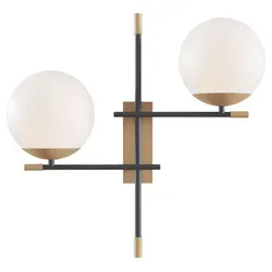 Maytoni Wandleuchte - Elegante Lichtakzente in Schwarz, Weiß und Gold - Hochwertige Wandleuchte aus Metall und Glas, 17.5x42x44 cm, für gleichmäßige Lichtverteilung im Innenbereich, ideal für stilvolle Akzente.