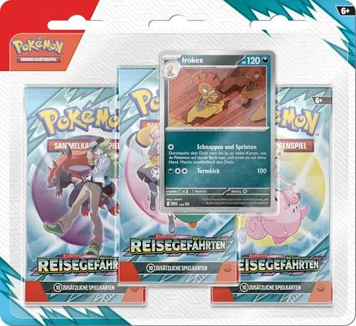 Pokémon-Sammelkartenspiel: 3er-Pack-Blister Karmesin & Purpur – Irokex - Sammelkarten Packs & Sets mit 3 Boosterpacks und 1 holografischer Promokarte von Irokex – ideal für Pokémon-Trainer, die ihr Team stärken möchten!