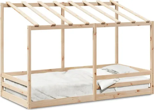 Maison Exclusive Kinderbett mit Dach Weiß 80x200 cm aus massivem Kiefernholz