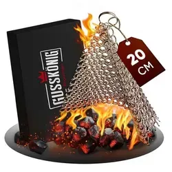 Gusskönig Edelstahl Ringreiniger XL 20x20 cm zum Reinigen von Gusseisen