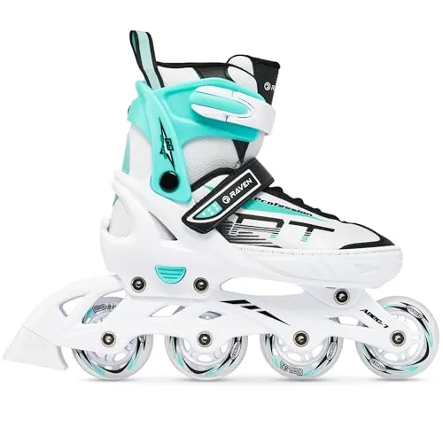 RAVEN Profession Inlineskates Inliner für Kinder und Erwachsene OPTIONAL 2in1 mit Schlittschuhen verstellbar White/Mint 31-35 (20,5cm-22,5cm)
