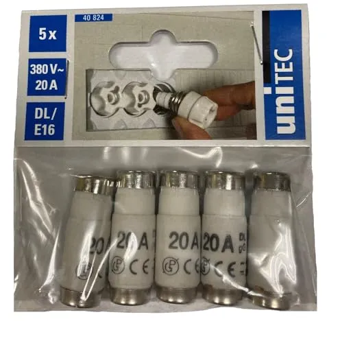 Unitec Sicherungspatrone DL 20A, E16, 380V, 5-er Pack