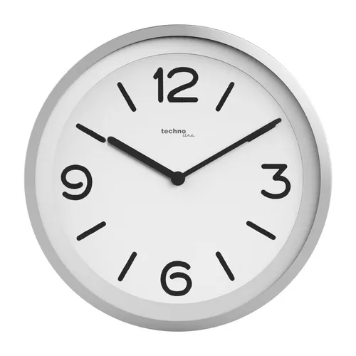 Technoline WT 7400 Wanduhr - Moderne Wanduhr mit Nachterkennungssensor für automatische Hintergrundbeleuchtung, lautloser Bewegung und stilvollem Design in Chrom-Optik, Ø 25,4 cm – ideal für jedes Zuhause.
