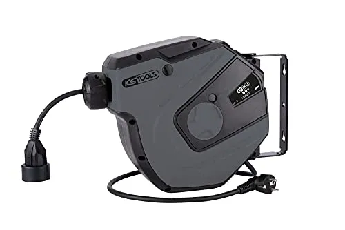 KS Tools 150.4317 Elektrische Wandtrommel, 3 x 1,5 mm², 15 m, Grau