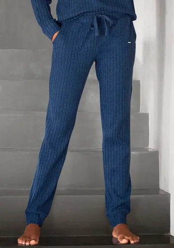 LASCANA Damen Homewearhose, Gr. 32/34, blau-meliert - Stoffhose in Rippoptik mit elastischem Bund und praktischen Taschen für optimalen Komfort. Ideal für entspannte Loungewear-Momente.