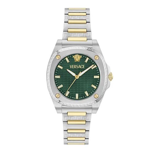 Versace Greca Pulse Damen Armbanduhr VE5H00426 - Elegante Damenarmbanduhr mit analoger Anzeige, Edelstahlarmband in bunten Farben und leuchtenden Zeigern. Ideal für stilbewusste Frauen, die Qualität und Design schätzen.