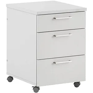 Möbelpartner Rollcontainer Serie 1500 - Lichtgrau mit 3 Schüben - Büroschränke, praktischer Rollcontainer mit 3 Schüben, inklusive Utensilienauszug und hochwertiger ABS-Kante, ideal für effizientes Arbeiten im Büro.