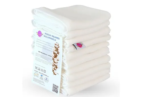 Babymajawelt Stoffwindeln Mullwindeln 80x80 Spucktücher weich und weiß, Baby Mulltücher (Set, 10-St., Mulltücher Dicke 115g/m²- Crinkel Optik nach dem Waschen), Made in EU, Hautfreundlich, Saugfähig, Weich, Reine Baumwolle