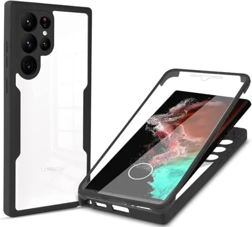Grad Hülle Kompatibel mit Samsung Galaxy S23 Ultra | Handyhülle mit eingebautem Displayschutz für Galaxy S23 Ultra | Schwarz 360