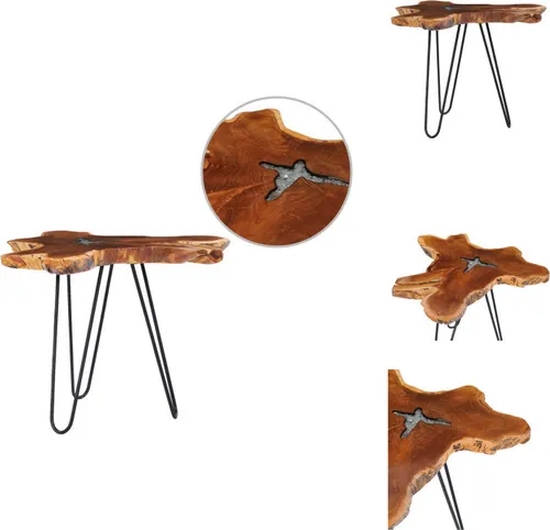 vidaXL Couchtisch 70 x 45 cm aus massivem Teakholz mit Polyresin-Dekoration