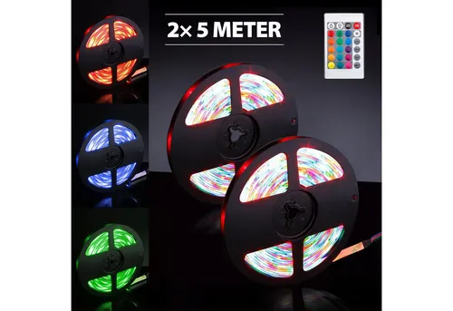 EAXUS RGB LED Stripe - Wasserfeste Lichterkette mit Fernbedienung - 5 m lange, IP65 wasserfeste LED Lichterkette mit 4 Farbwechselprogrammen und Dimmfunktion. Ideal für stimmungsvolle Beleuchtung im Innen- und Außenbereich.
