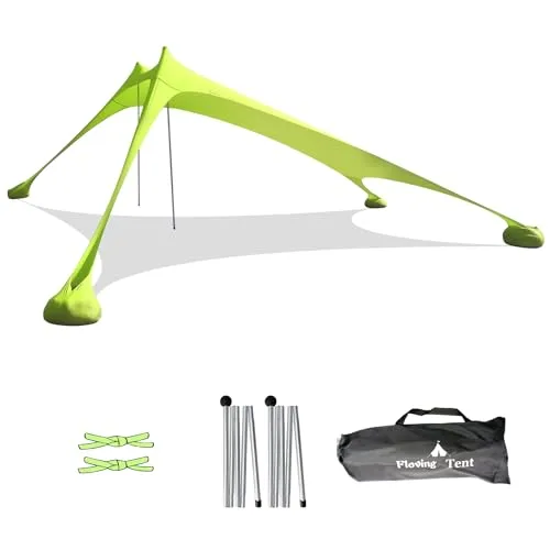 Floving Strand Schatten Zelt Markise 4-5 Personen Strand Sonnencreme wasserdichte leichte Blockierung und elastische Sonnenschirm Strandmuscheln (Grün, L)