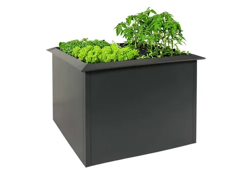 Proregal Hochbeet Anthrazit, 110x78x110 cm - Robustes Gartenzubehör - Hochbeet aus pulverbeschichtetem Eisen für langlebige Gartenpflege. Mit innovativer Schneckenkante und rückenschonender Arbeitshöhe von 78 cm. Ideal für die kreative Gestaltung Ihres Gartens.